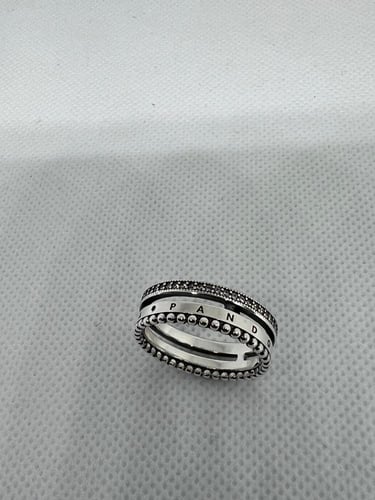 خاتم باندورا PANDORA فضي كرستالة فضي