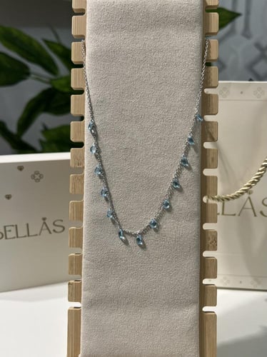 سلسال الدمعه فضة عيار 925 لون سماوي