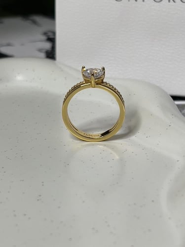 خاتم باندورا PANDORA ذهبي كرستالة فضي