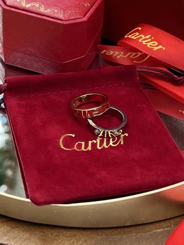 خاتم carter الكبلز فضي بفصوص ذهبي سادة