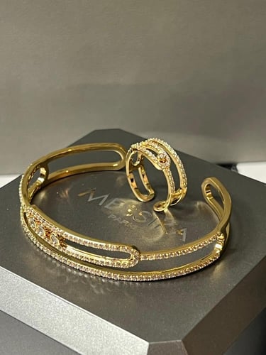 اسوارة مع خاتم MESSIKA معدن ذهبي