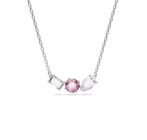 سلسال سوارفيسكي فضي كريستالة وردي