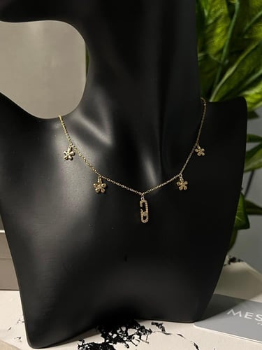 سلسال MESSIKA شوكر معدن ذهبي مع حلق