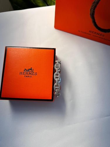 إسوارة HERMES وجهين لون فضي