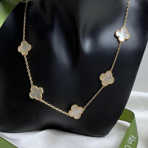 سلسال Van cleef المميز ذهبي - لؤلؤي