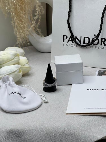 خاتم باندورا PANDORA فضي كرستالة فضي