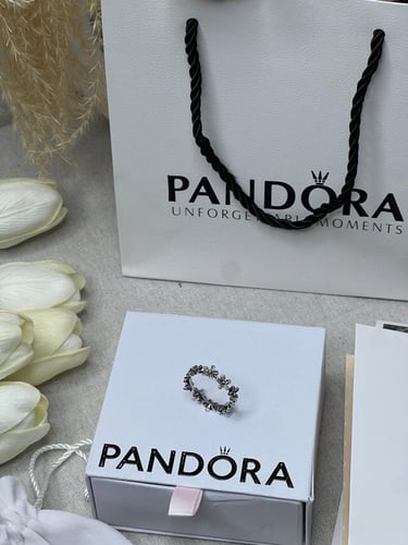 خاتم باندورا PANDORA فضي كرستالة فضي