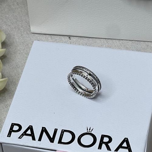 خاتم باندورا PANDORA فضي كرستالة فضي