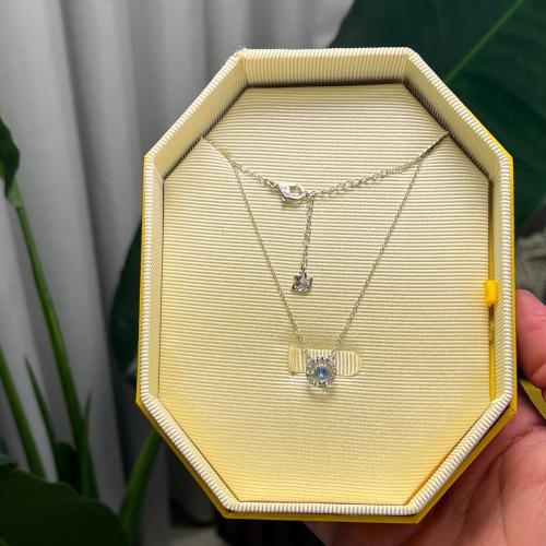 سلسال SWAROVSKI فضي بكرستالة زرقاء