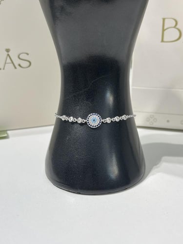 أسوارة فضة عيار 925 لون ازرق