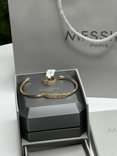 اسوارة مع خاتم MESSIKA معدن ذهبي