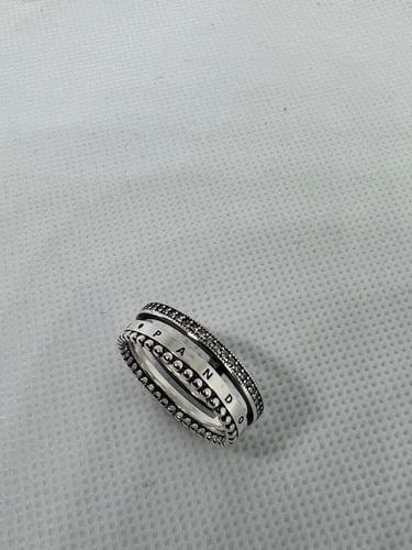 خاتم باندورا PANDORA فضي كرستالة فضي