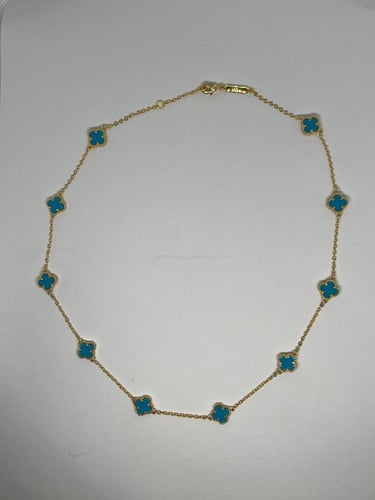 سلسال Van cleef المميز ذهبي - سماوي