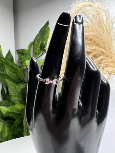 خاتم باندورا PANDORA فضي كرستالة وردي فضة عيار 925