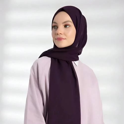 وشاح رأس نسائي شيفون لؤلؤي لون واحد، طويل وكاجوال، مناسب للاستخدام اليومي