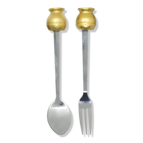 طقم ملعقة وشوكة - بمسكة مجسم تراثى