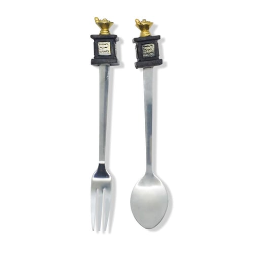 طقم ملعقة وشوكة - بمسكة مجسم تراثى