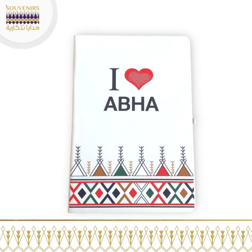 ️دفتر نوت ابيض ا أنا أحب ابها بنقش القط العسيري 1