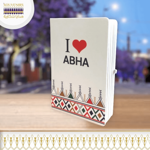 ️دفتر نوت ابيض ا أنا أحب ابها بنقش القط العسيري 1