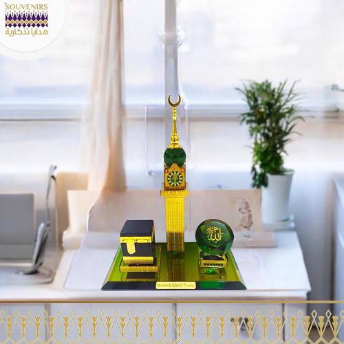 مجسم الكعبة وبرج الساعة ( زجاجي )