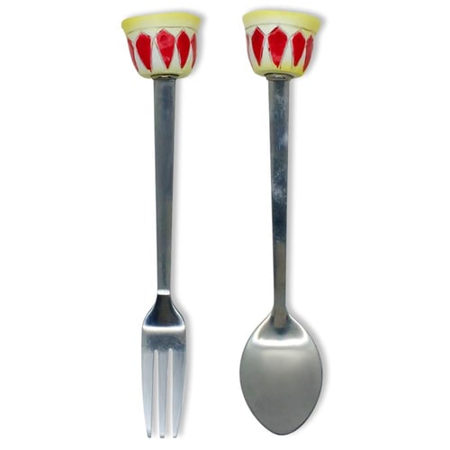 طقم ملعقة وشوكة - بمسكة مجسم تراثى