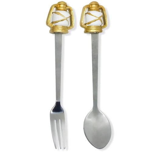 طقم ملعقة وشوكة - بمسكة مجسم تراثى