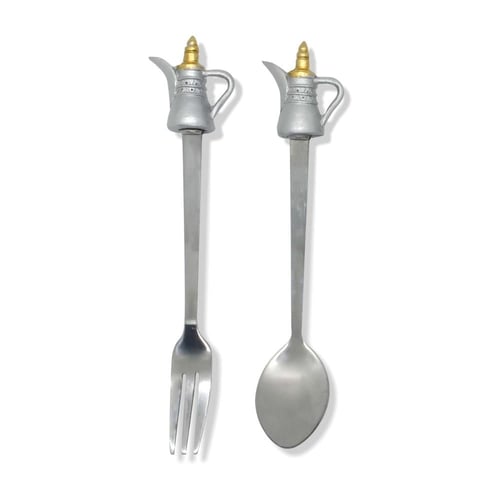 طقم ملعقة وشوكة - بمسكة مجسم تراثى