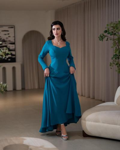 فستان سهرة الخامه كريب الطول 58