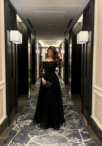 فستان سهرة دانتيل فرنسي مع شك بالاكمام الطول