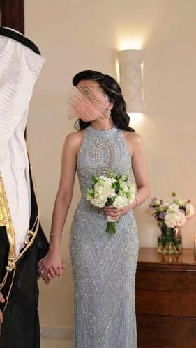 فستان سهره تطريز يدوي فاخر شال جازار