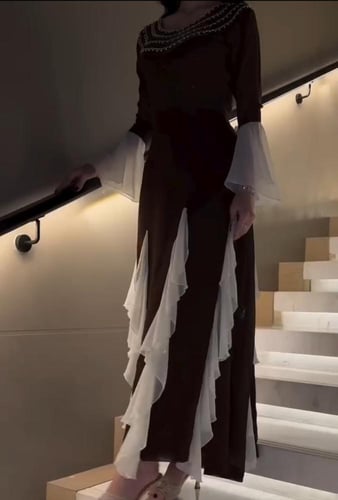 فستان شيفون مطرز يد