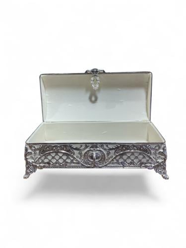 Rectangular silver plated ceramic wedding gift box 10*22cm