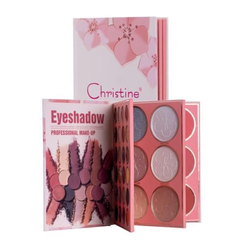 دفتر باليت كرستين 3 في 1 ظلال العيون + اضاءة + احم...