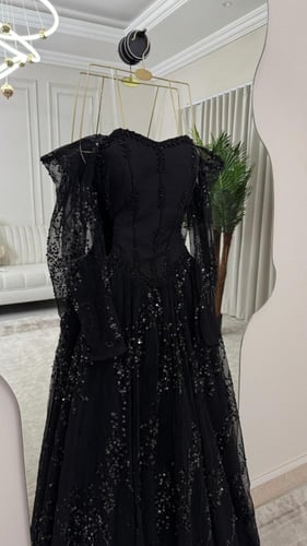 رمز 8265 فستان سهره اسود خرز