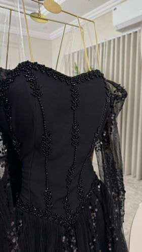 رمز 8265 فستان سهره اسود خرز