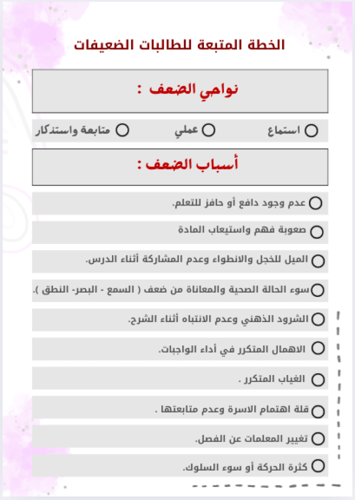 خطة علاجية لغتي رابع