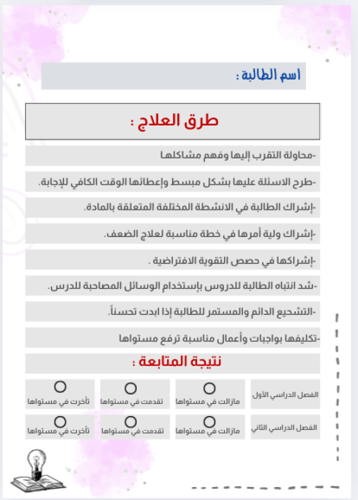 خطة علاجية لغتي رابع