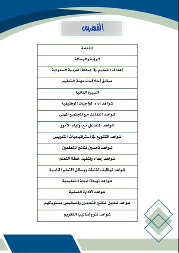 ملف اداء وظيفي للمعلم