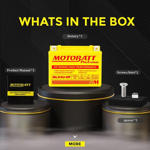 MLX4U-HP Motobatt LifePo4 Lithium Battery