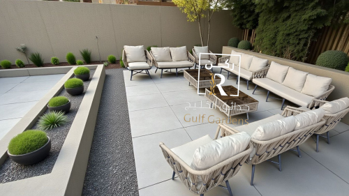 جلسه 14 شخص حديد ملبس حبال مع طاولتين كبير