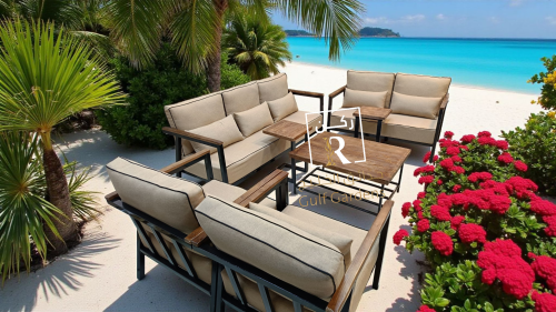 جلسه 7 اشخاص حديد مع طاوله كبير طولتين خدمه