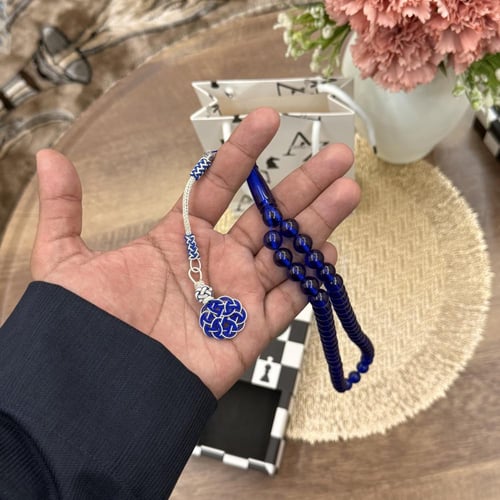 سبحة أزرق حرباء شفاف - نحاس