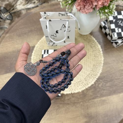 سبحة شفاف خيط اسود - نحاس