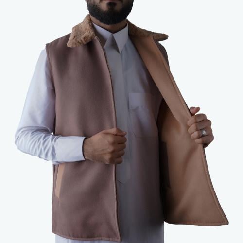 سديري دبل فيس جوخ رصاصي مع بيج