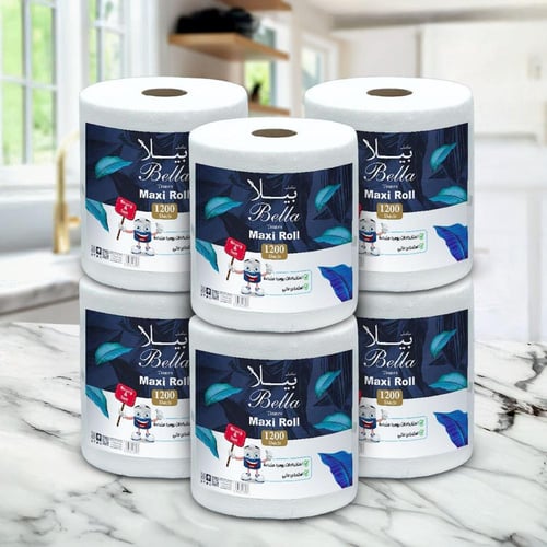 كرتون مناديل بيلا ماكسي رول – 6 رولات كبيرة 1200 ش...