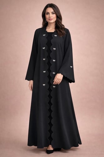 Original ceramic fabric abaya with a brooch, a bow...