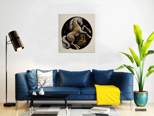 لوحة كانفس جدارية مطبوعة خيل 200