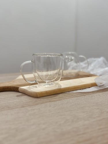 كوب زجاج مزدوج مع مقبض 250 مل