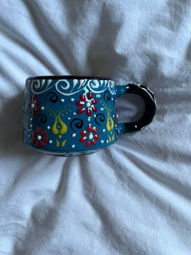 كوب صناعة يدوية بنقشات عثمانية وعبارة ISTANBUL