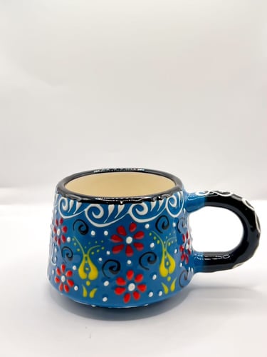 كوب صناعة يدوية بنقشات عثمانية وعبارة ISTANBUL